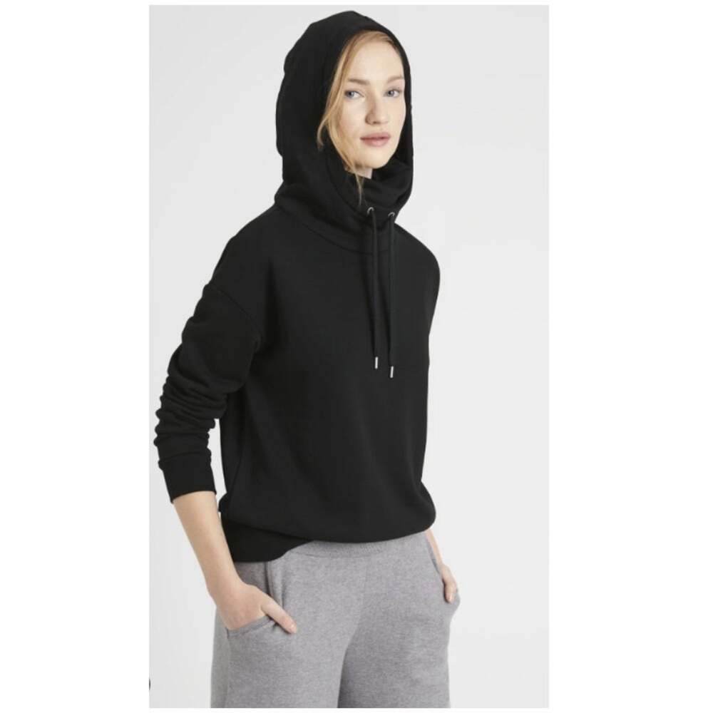 Banana Republic Women's French Terry Face Shield Hoodie Black Size M
